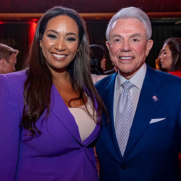 Tina Bickham with Benjamin Leon Jr. the Lifetime Achievement Award Honoree, during the SFBJ 2025 Business of the Year Awards, at Gulfstream Park in Hallandale Beach.